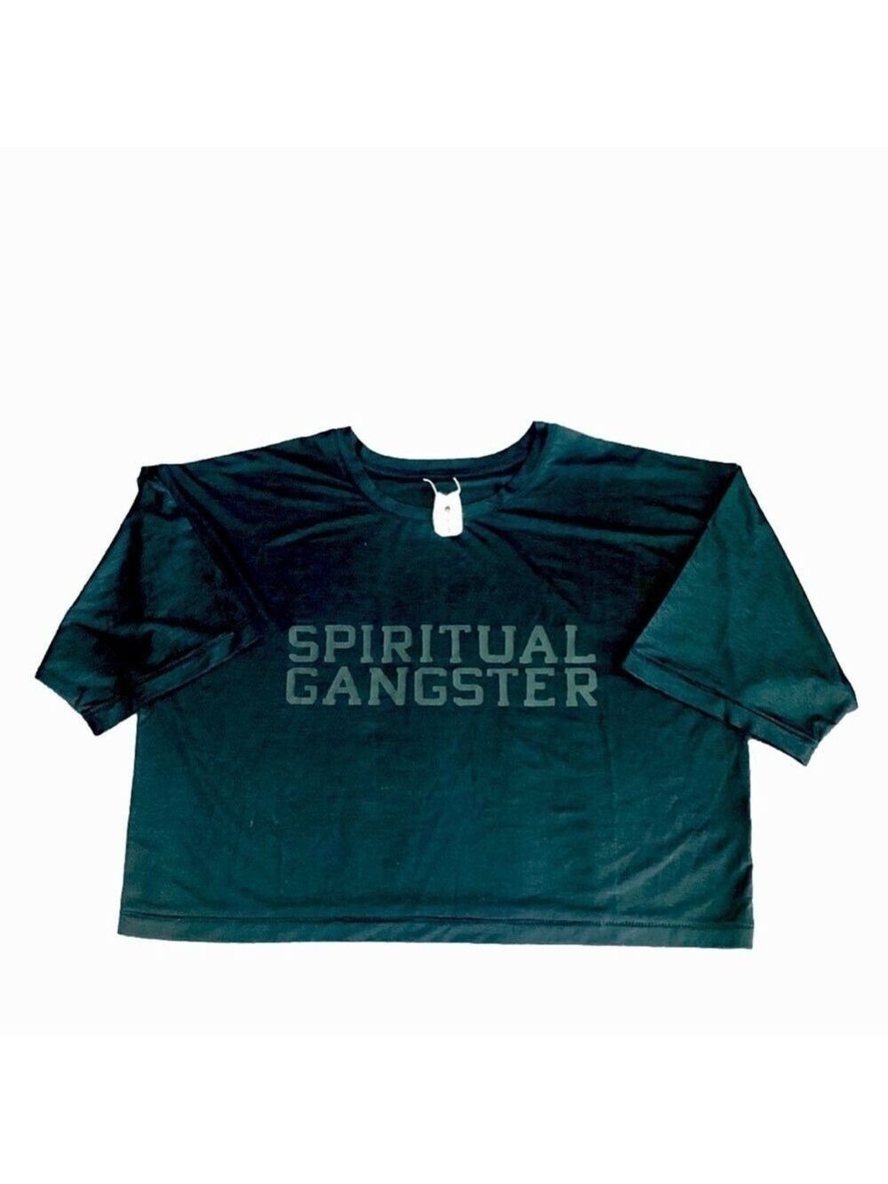 SPIRITUAL GANGSTER Glossy Black Crop Tee - Picture 3 of 6